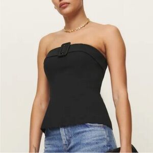 Reformation Aradia Black Strapless Top Size 4
